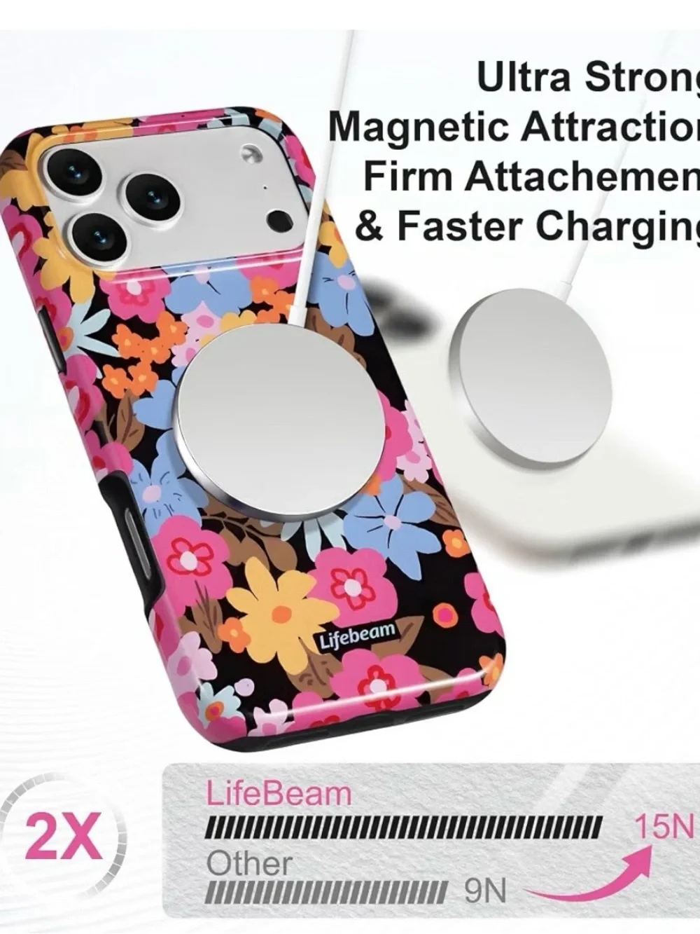 For iPHONE PRO MAX17 Floral Magnetic MagSafe Compatible Phone Case -NEW IN BOX 💫